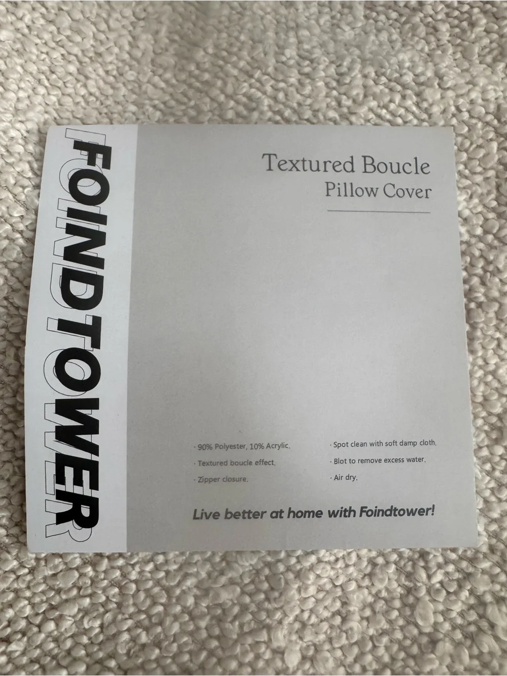 Cream Textured Bouclé Throw Pillow Covers - Set of 2
